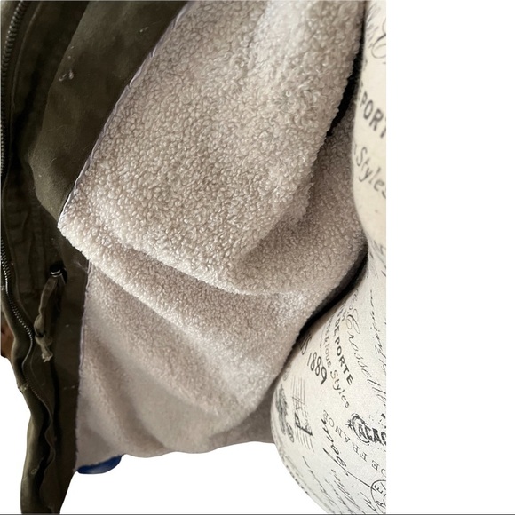 Steve Madden Walker Jacket Olive Green Sherpa Lined Zip Snap Button Cargo Jacket - Picture 6 of 7